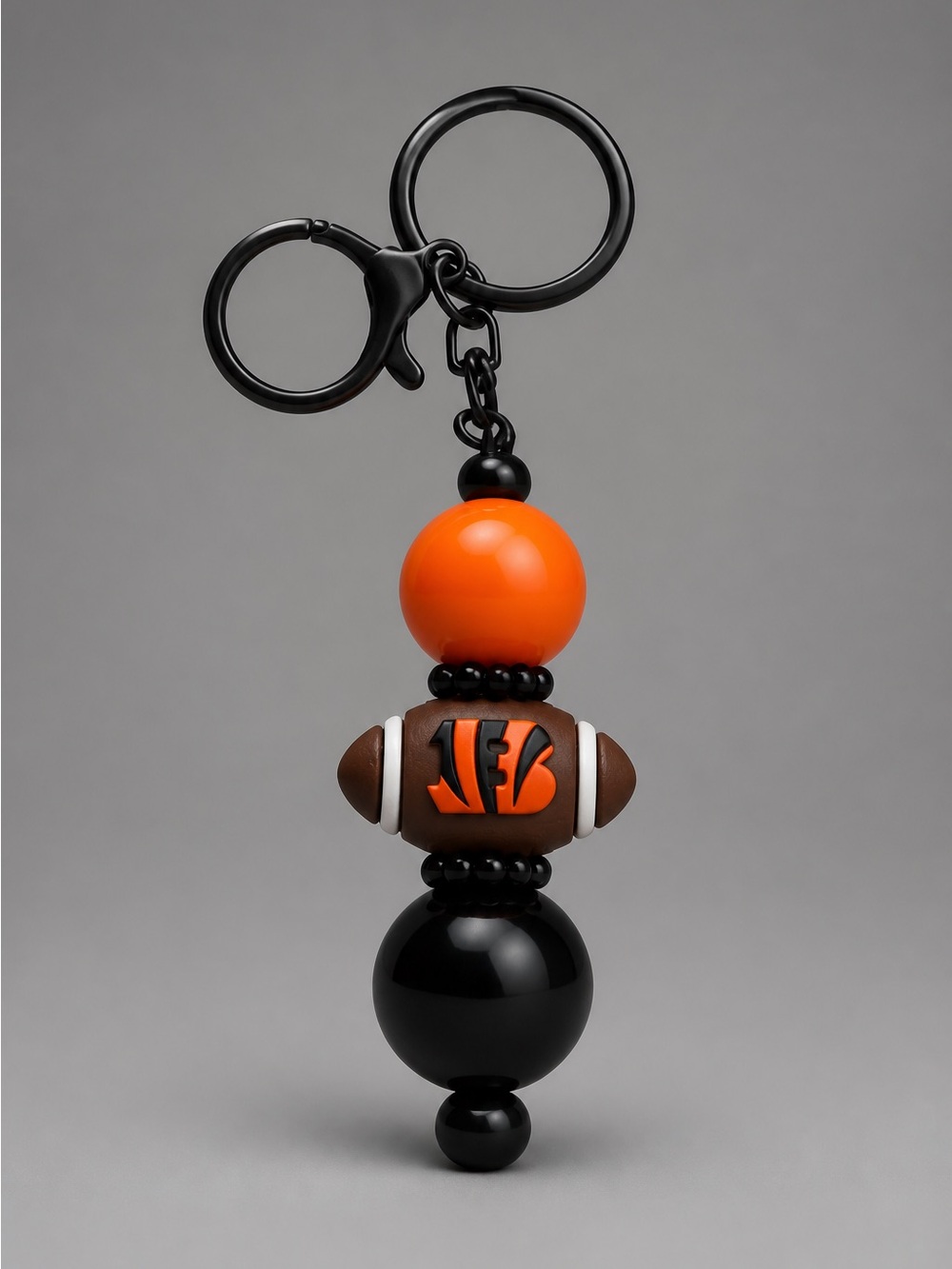 Cincinnati Bengals Football Beaded Keychain Bag Charm